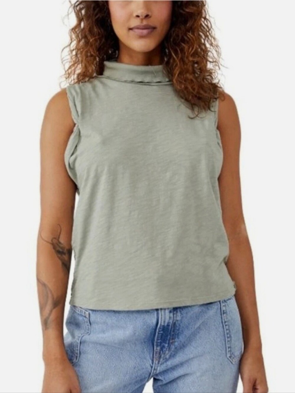 Free People Xena Heathered Seagrass green sleeveless tank Size XL